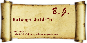 Boldogh Jolán névjegykártya
