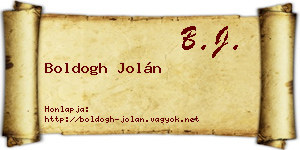 Boldogh Jolán névjegykártya